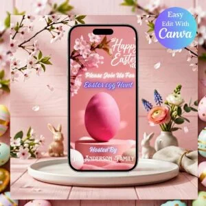 🌸 Blossom Egg Easter Invitation – Canva Editable Video Template
